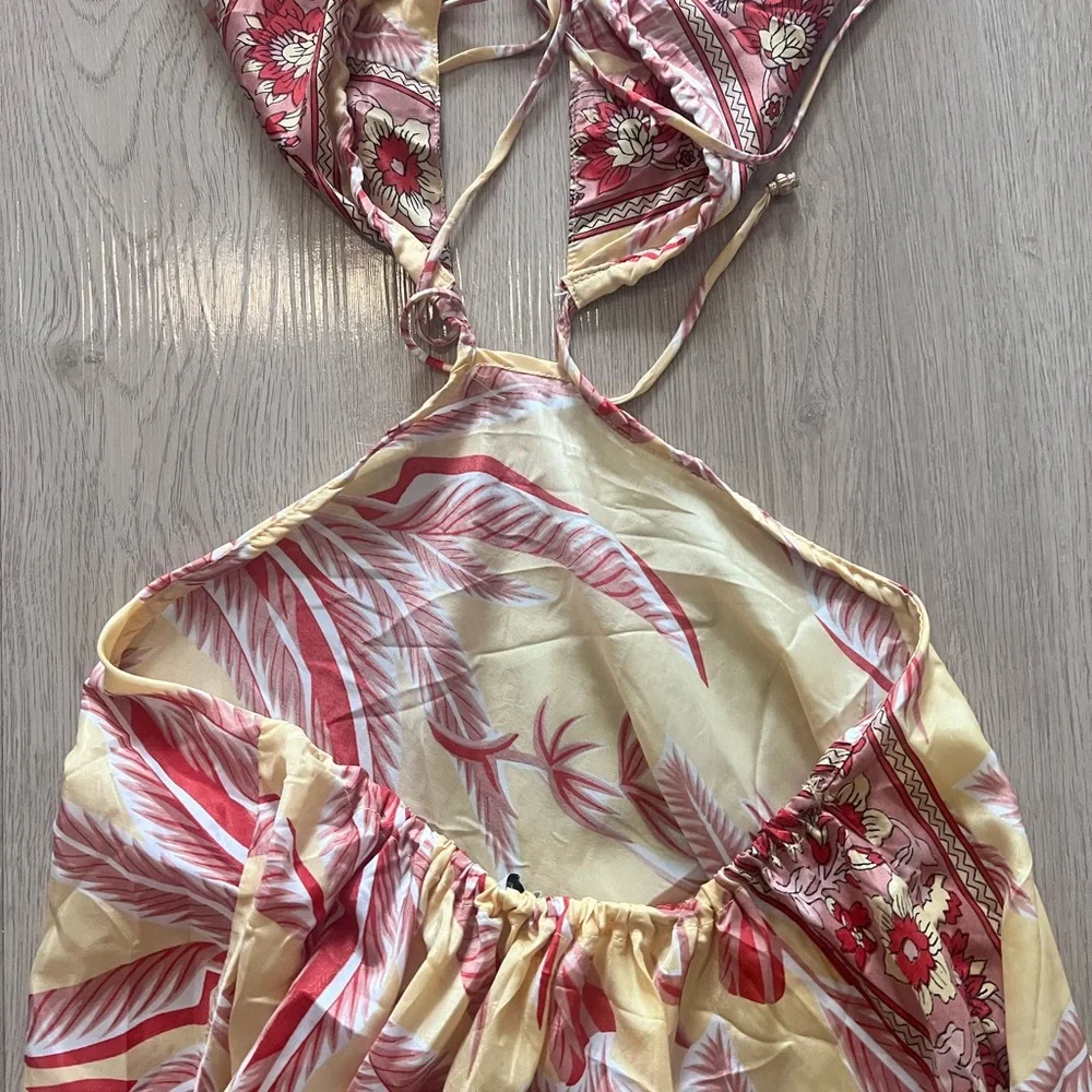 Yellow and Pink Halter Maxi Dress - Picture 6 of 8